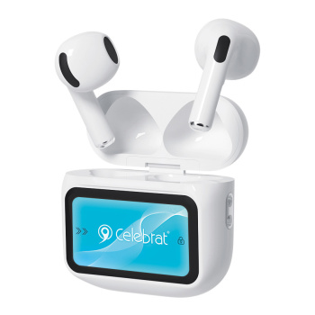 CELEBRAT earphones με θήκη φόρτισης W76, True Wireless, 13mm, 25/300mAh, λευκά
