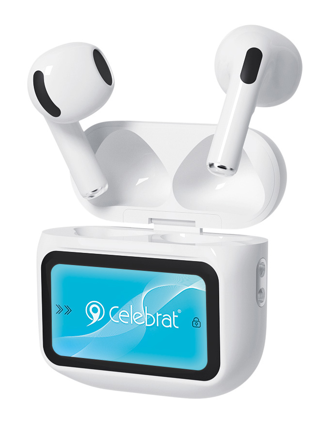 CELEBRAT earphones με θήκη φόρτισης W76, True Wireless, 13mm, 25/300mAh, λευκά