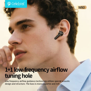 CELEBRAT earphones με θήκη φόρτισης W80, True Wireless, 13mm, 30/230mAh, γκρι