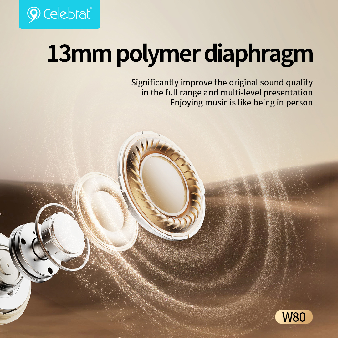 CELEBRAT earphones με θήκη φόρτισης W80, True Wireless, 13mm, 30/230mAh, γκρι - Image 3