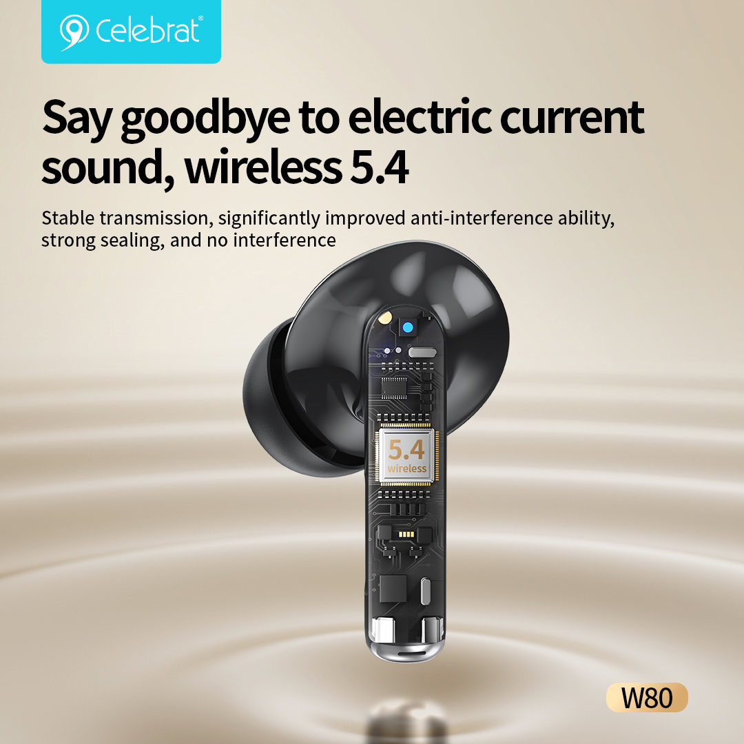 CELEBRAT earphones με θήκη φόρτισης W80, True Wireless, 13mm, 30/230mAh, γκρι - Image 4