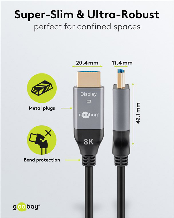 GOOBAY καλώδιο HDMI 2.1 76278 με Ethernet, AOC, 8K/60Hz, 48 Gbps, 50m, μαύρο - Image 5
