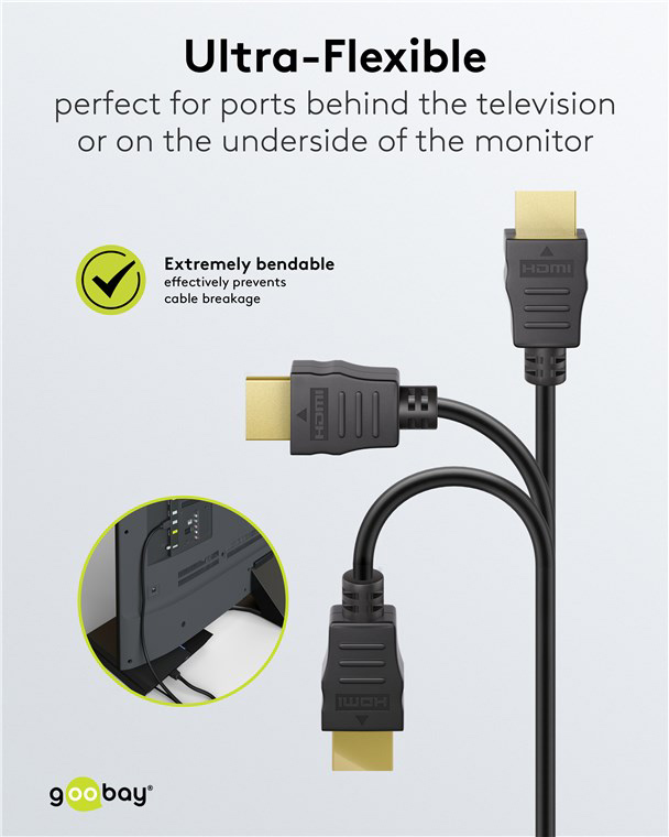 GOOBAY καλώδιο HDMI 80096 με Ethernet, soft, 4K/60Hz, 18 Gbps, 0.5m, μαύρο - Image 5