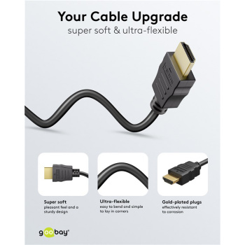 GOOBAY καλώδιο HDMI 80103 με Ethernet, soft, 4K/60Hz, 18 Gbps, 2m, μαύρο