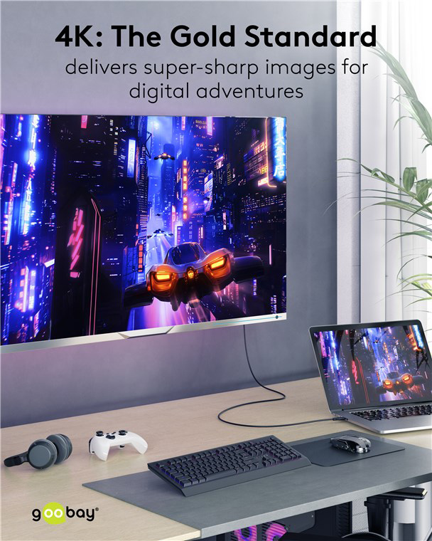 GOOBAY καλώδιο HDMI 80103 με Ethernet, soft, 4K/60Hz, 18 Gbps, 2m, μαύρο - Image 4