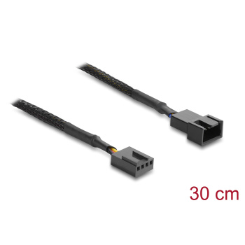 DELOCK καλώδιο προέκτασης 4pin PWM 91360 για ανεμιστήρες, 30cm, μαύρο
