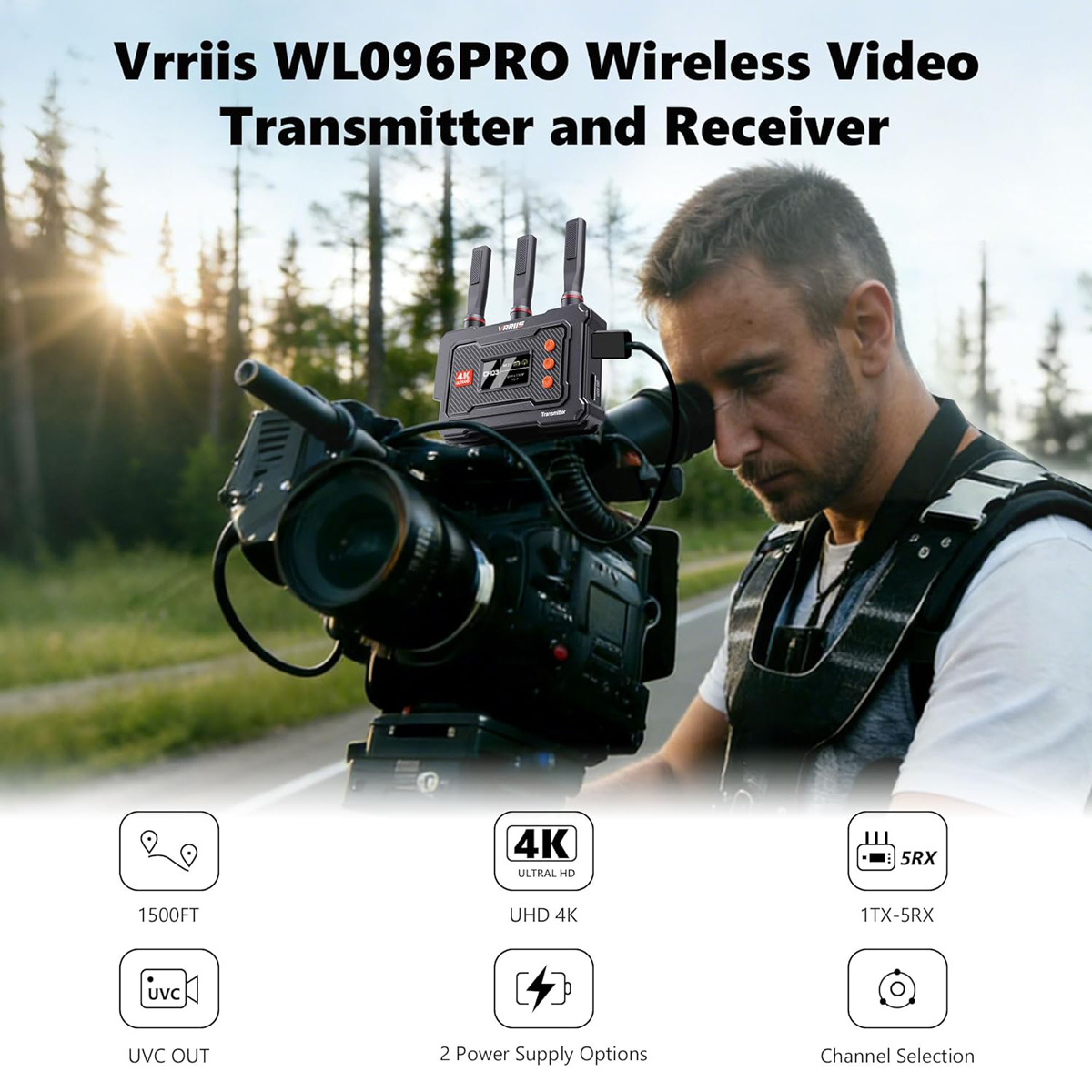 VRRIIS HDMI σύστημα ασύρματης μετάδοσης βίντεο WL096 Pro, 4K, 5GHz, έως 450m - Image 2