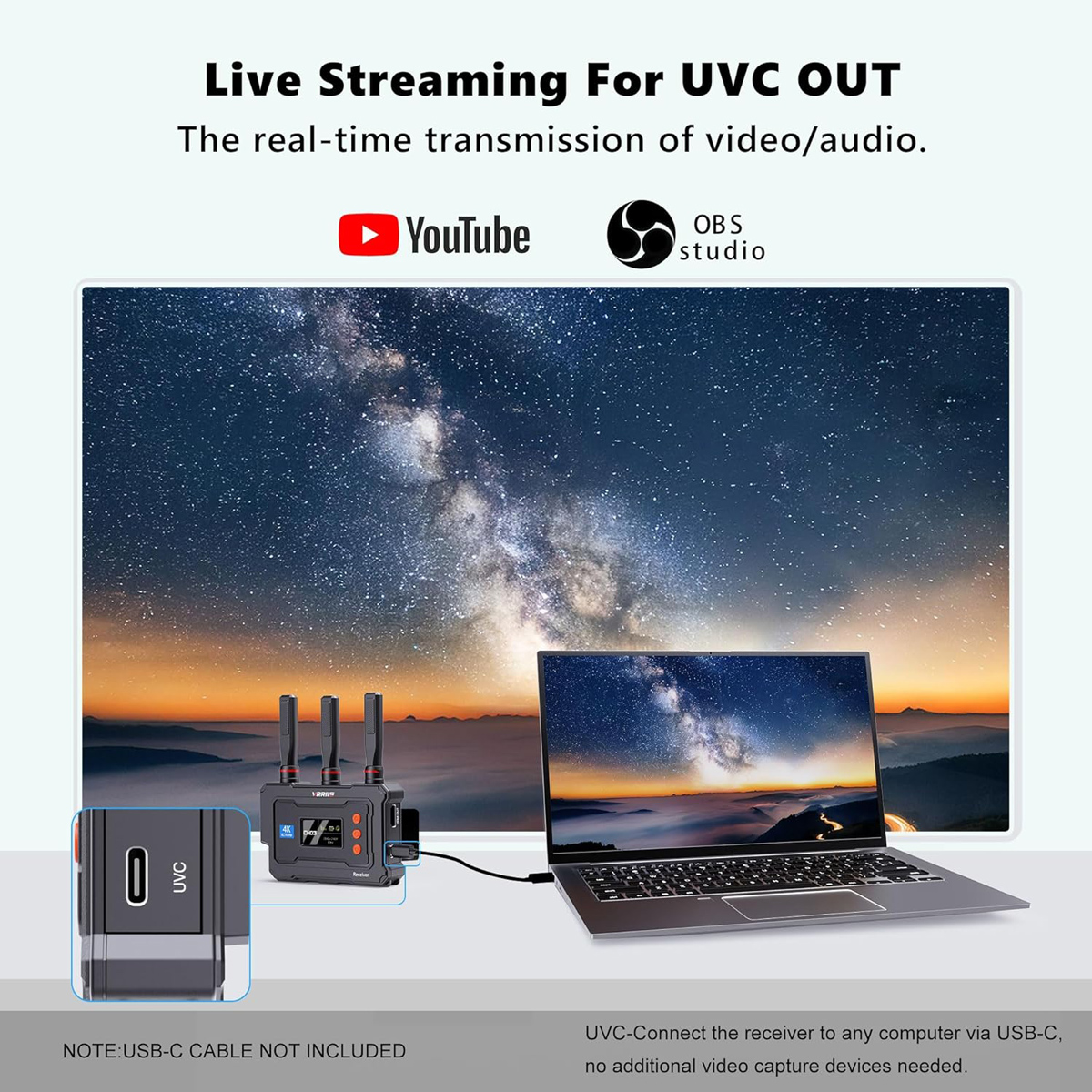 VRRIIS HDMI σύστημα ασύρματης μετάδοσης βίντεο WL096 Pro, 4K, 5GHz, έως 450m - Image 4