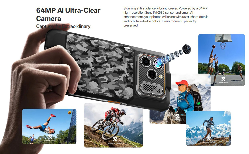 RUGONE smartphone Xever 8, 6.50", 8/128GB, 4800mAh, IP68/IP69K/MIL-STD-810H, μαύρο - Image 4