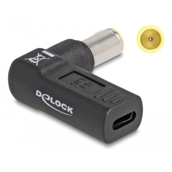 DELOCK αντάπτορας τροφοδοσίας 60012, USB-C σε IBM 7.9×5.5mm, 90°, μαύρος