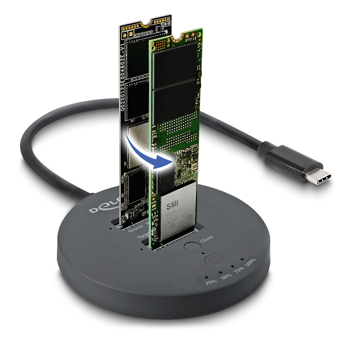 DELOCK docking station για M.2 NVMe PCIe SSD 64364, 2 θέσεων, 20Gbps, clone function, μαύρο - Image 2