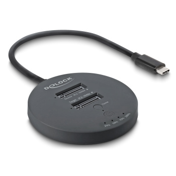DELOCK docking station για M.2 NVMe PCIe SSD 64364, 2 θέσεων, 20Gbps, clone function, μαύρο