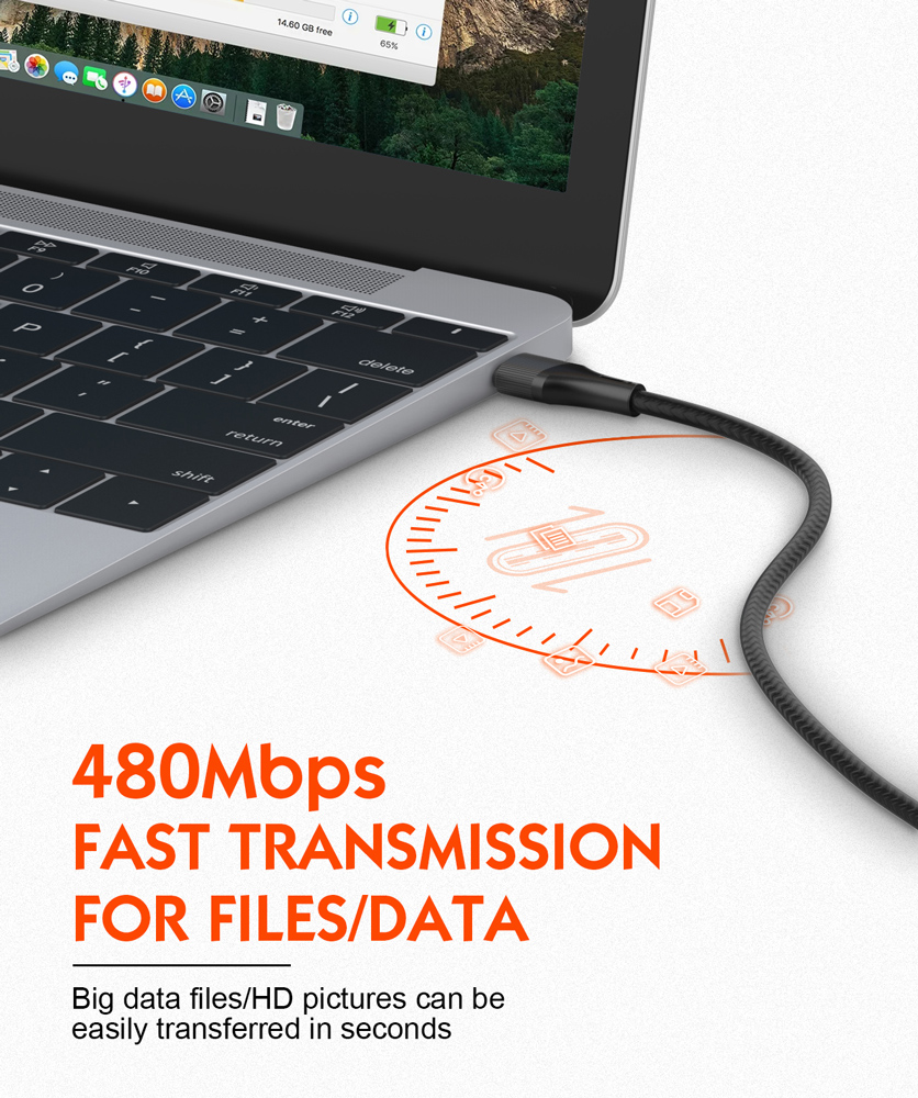 LDNIO καλώδιο USB-C LC632c, 100W, 480Mbps, 2m, μαύρο - Image 3