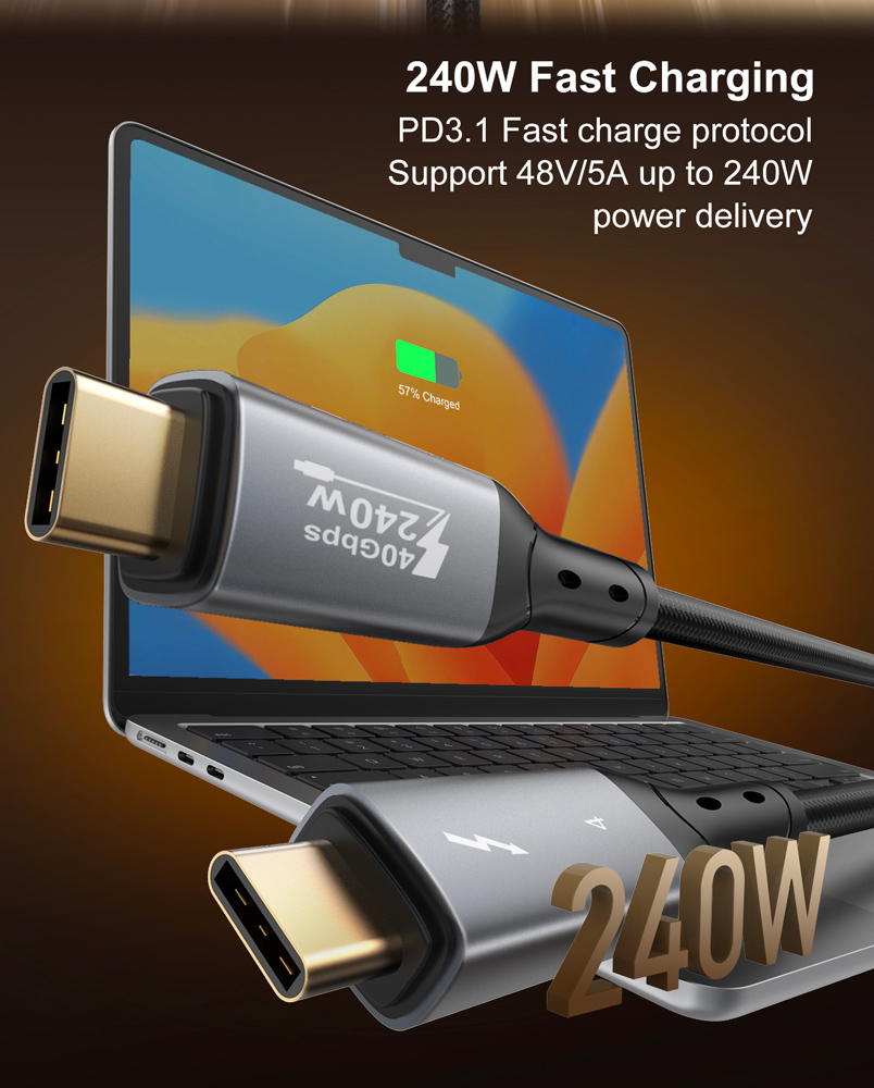 LDNIO καλώδιο USB-C TC-11c, 240W, 40Gbps, 8K/60Hz, 1m, μαύρο - Image 2