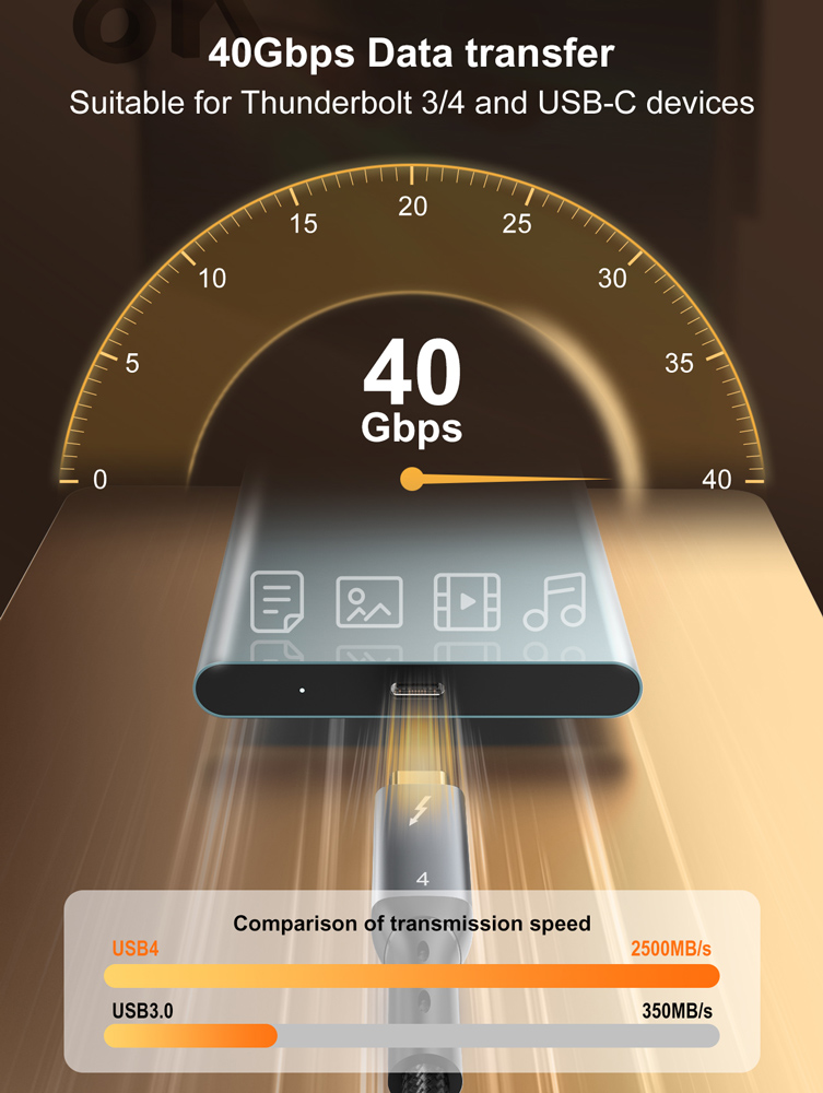 LDNIO καλώδιο USB-C TC-11c, 240W, 40Gbps, 8K/60Hz, 1m, μαύρο - Image 3