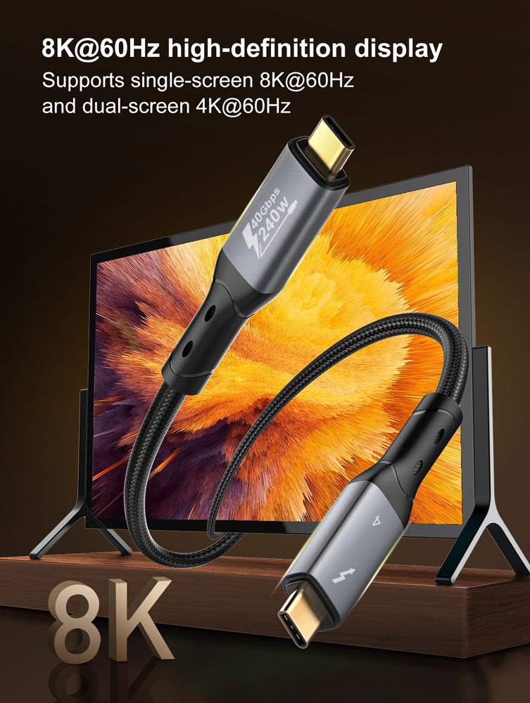 LDNIO καλώδιο USB-C TC-11c, 240W, 40Gbps, 8K/60Hz, 1m, μαύρο - Image 4