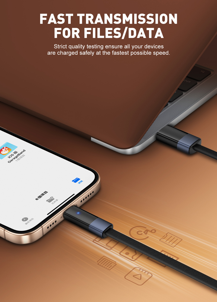 LDNIO καλώδιο Lightning σε USB LS242i, flat, 30W, 480Mbps, 2m, μαύρο - Image 3