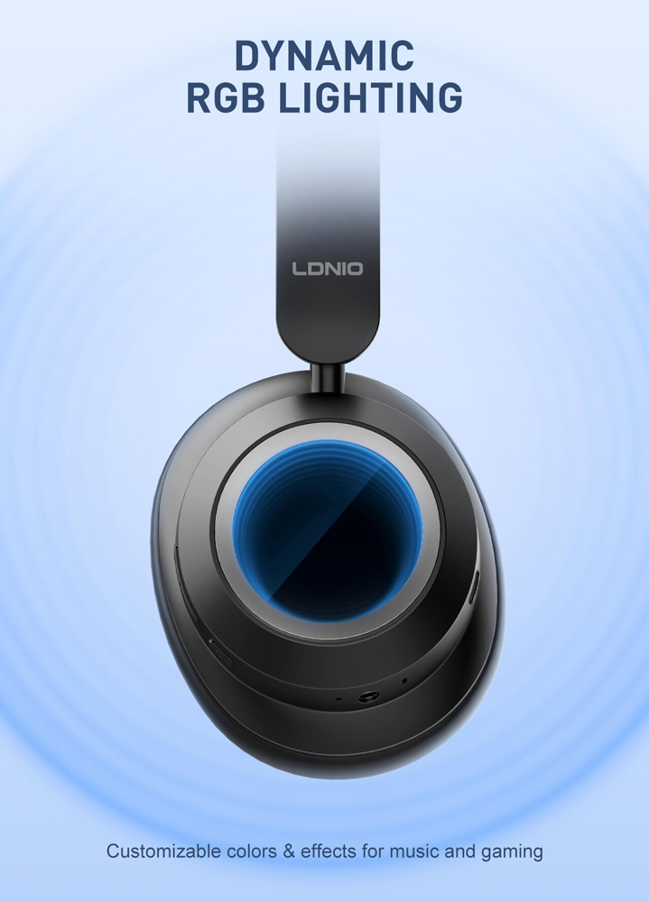 LDNIO headphones H01, ασύρματα & ενσύρματα, 40mm, 1000mAh, ANC, μαύρα - Image 2