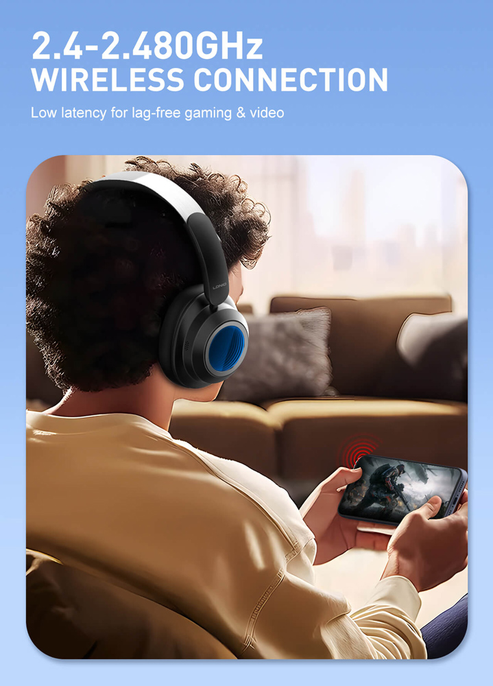 LDNIO headphones H01, ασύρματα & ενσύρματα, 40mm, 1000mAh, ANC, μαύρα - Image 4