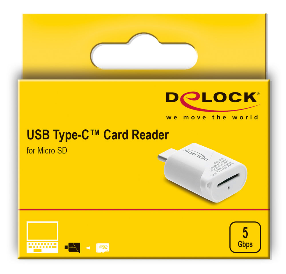 DELOCK card reader 91427 για micro SD, USB-C σύνδεση, 5Gbps, λευκό - Image 4