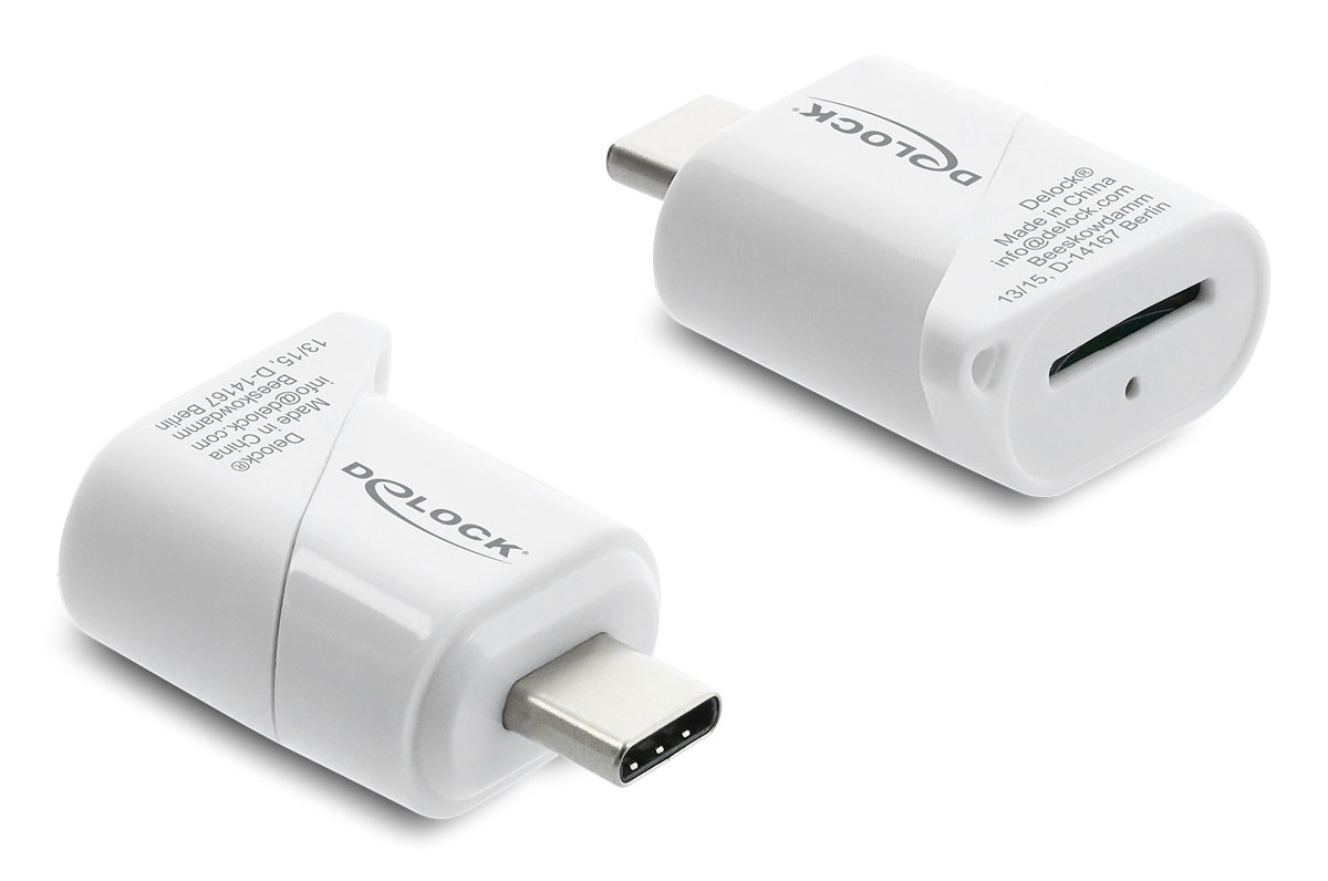 DELOCK card reader 91427 για micro SD, USB-C σύνδεση, 5Gbps, λευκό