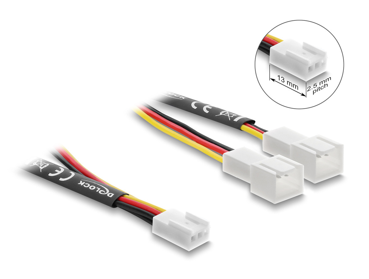 DELOCK καλώδιο 1x 3pin σε 2x 3pin 91429 για ανεμιστήρες, 10cm - Image 2