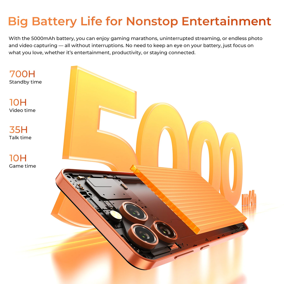 OUKITEL smartphone C17, 6.52", 4/64GB, 5000mAh, πορτοκαλί - Image 5