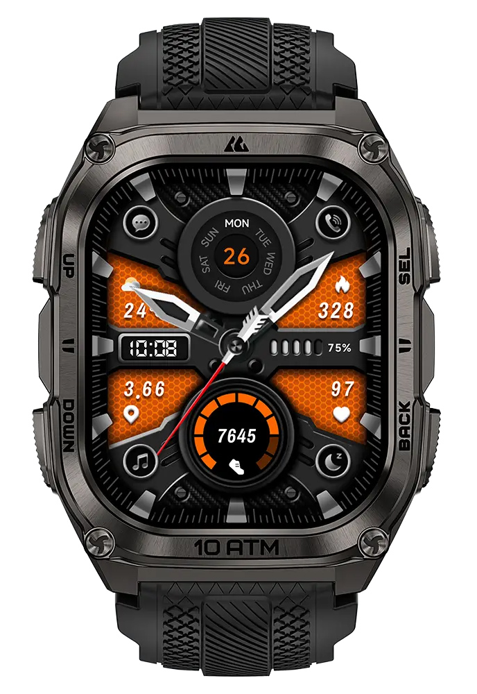 KOSPET smartwatch TANK M4, heart rate, 1.96" AMOLED, GPS, 10 ATM & IP69K, μαύρο - Image 3