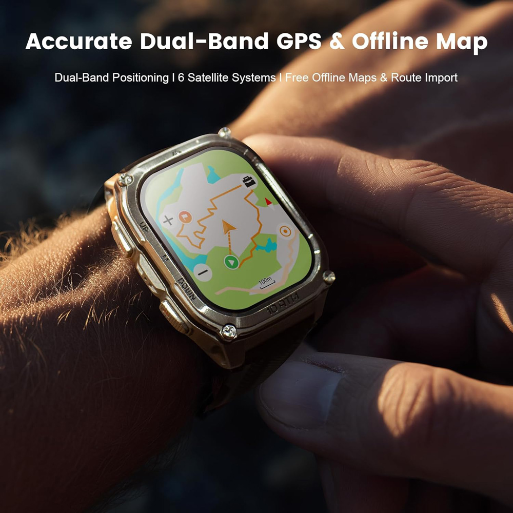 KOSPET smartwatch TANK M4, heart rate, 1.96" AMOLED, GPS, 10 ATM & IP69K, μαύρο - Image 5