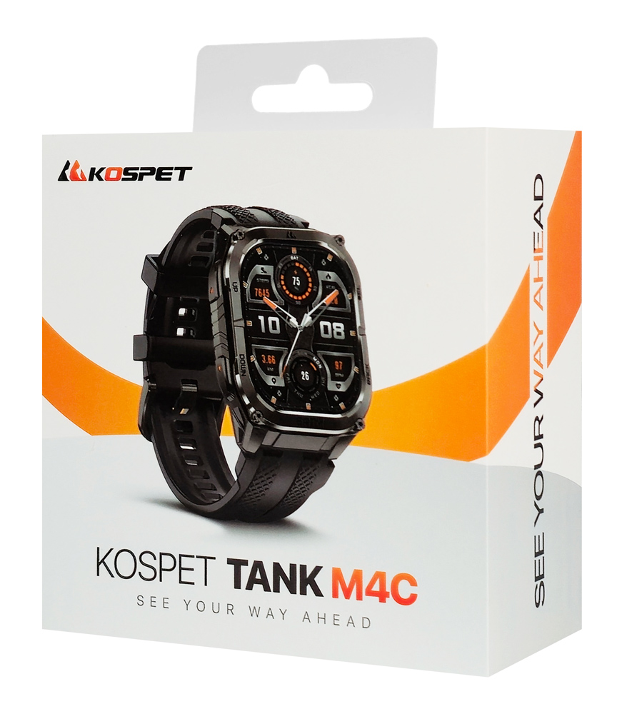 KOSPET smartwatch TANK M4C, heart rate, 1.96" AMOLED, GPS, 5 ATM & IP69K, με φακό, μαύρο - Image 4