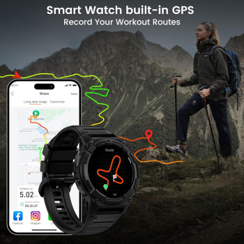 KOSPET smartwatch TANK S2, heart rate, 1.32″ AMOLED, GPS, 5 ATM & IP69K, μαύρο