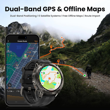 KOSPET smartwatch TANK T4, heart rate, 1.43″ AMOLED, GPS, 10 ATM & IP69K, μαύρο