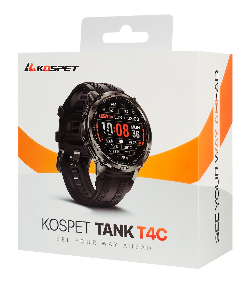 KOSPET smartwatch TANK T4C, heart rate, 1.5" AMOLED, GPS, 5 ATM & IP69K, με φακό, μαύρο - Image 4