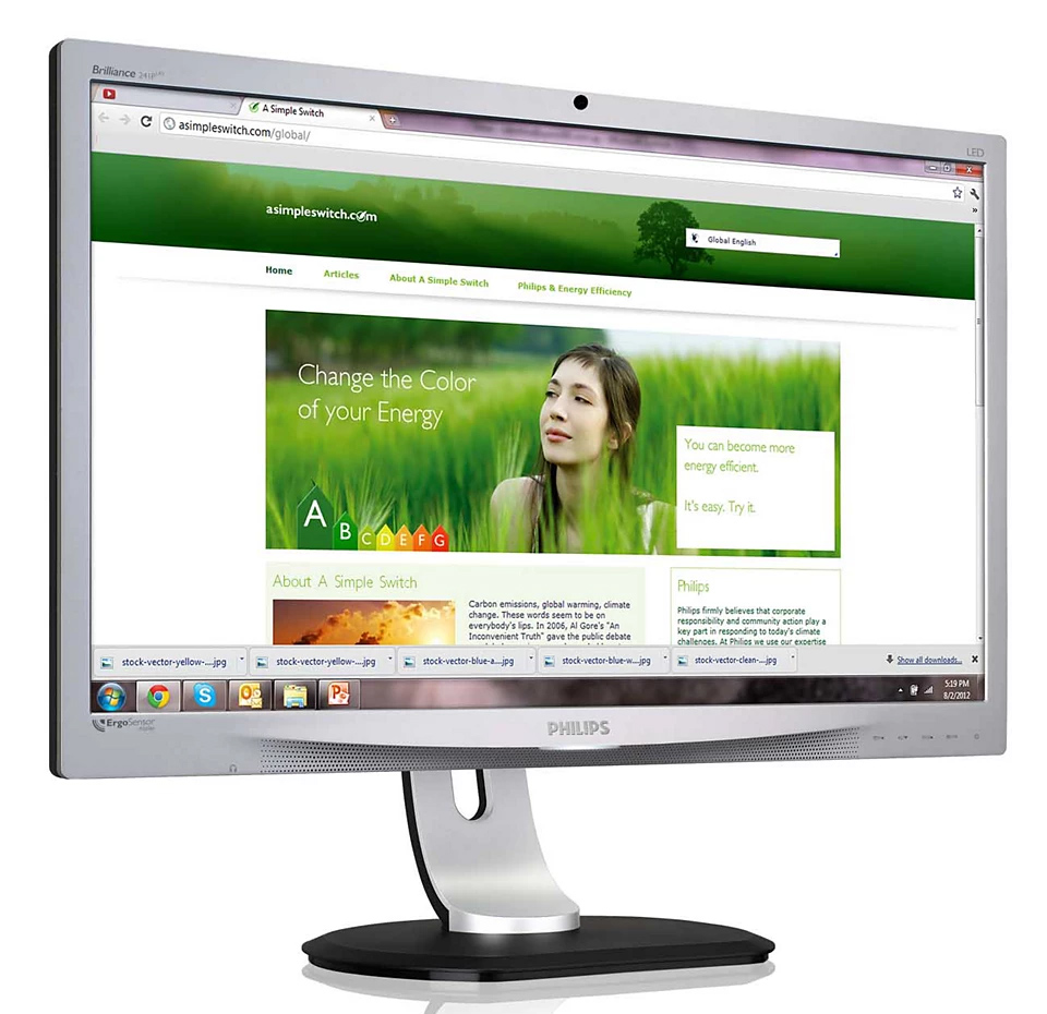 PHILIPS used οθόνη 241P4LRYES LED, 24" 1920x1080, VGA/DVI/DisplayPort, Grade A