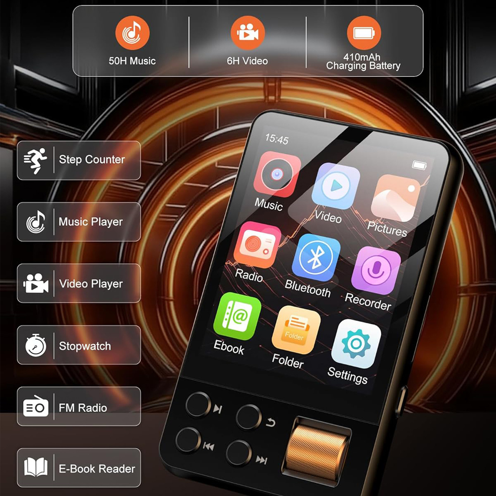 RUIZU MP3 player M19 με οθόνη αφής 2.4", 32GB, Bluetooth, μαύρο - Image 4