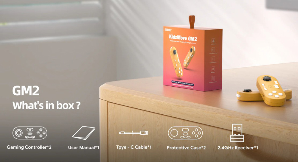 MECOOL σετ ασύρματων motion gamepad KidzMove GM2 για smart TV & TV Box, κίτρινο, 2τμχ - Image 5