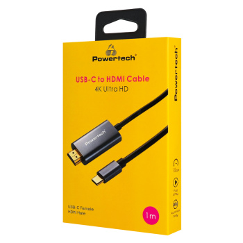 POWERTECH καλώδιο USB-C σε HDMI PTR-0209, 4K/30Hz, 10 Gbps, 1m, μαύρο